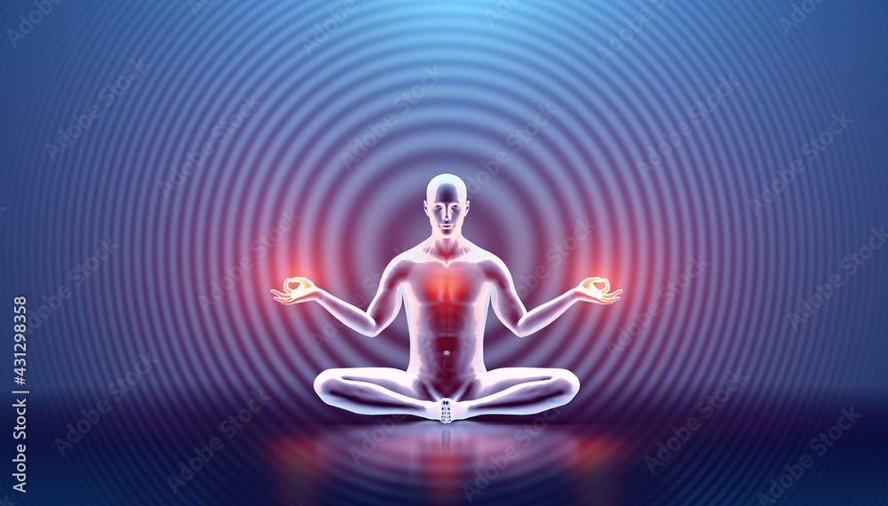 Wall mural man mind and body mindfulness. yoga meditation - zen energy