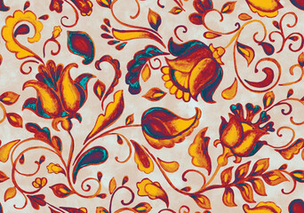 Paisley watercolor floral pattern