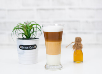 Coffee latte milk froth the hot drink