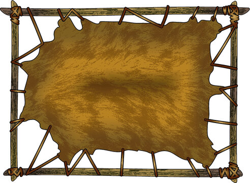 animal hide on wooden frame