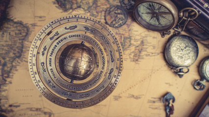 Vintage Brass Sphere Compass  - Powered by Adobe