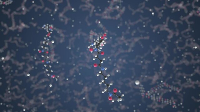 Molecule of Deferoxamine. Molecular model, looping seamless 3d animation