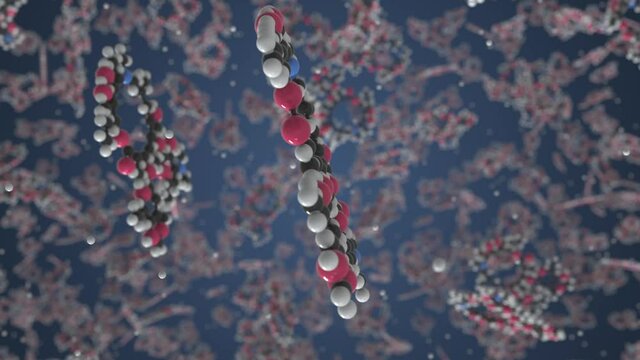 Molecule of Azithromycin. Molecular model, looping seamless 3d animation
