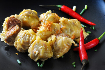 Spicy Mala Wanton with Chili on Dish