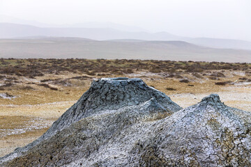 Beautiful mud volcanoes in the mountains.