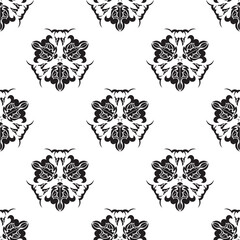 Seamless geometric line pattern in eastern or arabic style. Black and white background. Good for backgrounds, prints, apparel and textiles.