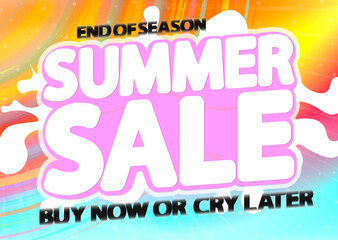 Summer Sale, poster design template, discount banner, vector illustration