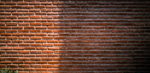 panoramic red brick wall with beauty lighting