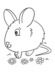 Cute Mouse Coloring Book Page Vector Illustration Art