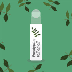 Illustration vector graphic of Eucalyptus oil open roll on oil