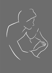 Abstract illustration. Poster. Drawing of a couple in one line.