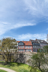  old historic market square in Frankfurt Hoechst. with half timbered houses