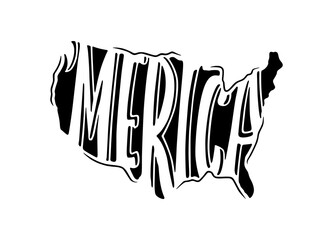 Merica patriotic hand drawn lettering. Vector illustration.