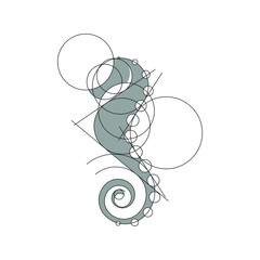 Seahorse logo silhouette design - underwater animal sea marine fish wild life vector illustration nautical swimming horse fish adorable diving dive tiny dragon