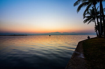 Kwan Phayao Lake with Motion Blurred Water at Evening