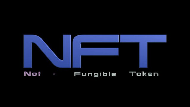 NFT Non fungible token sign, Ethereum blockchain concept, crypto art. 2021 May 2 Japan.
