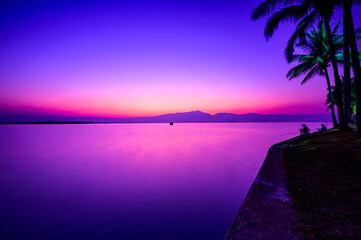 Kwan Phayao Lake with Motion Blurred Water at Evening