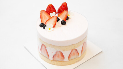Strawberry short cake with fresh cream for birthday