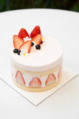 Strawberry short cake with fresh cream for birthday