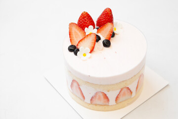 Strawberry short cake with fresh cream for birthday