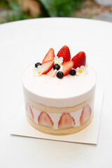 Strawberry short cake with fresh cream for birthday