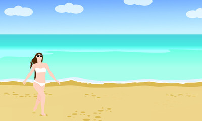 Fototapeta na wymiar illustration vector graphic of Realistic beautiful sea view. summer vacation concept