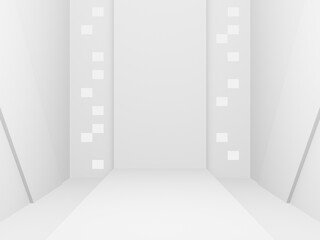 3D rendered white geometric stage
