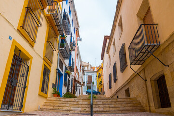 Fototapeta na wymiar Segorbe, province of Castello, Valencian Community, Spain. Beautiful historic street in the old town.