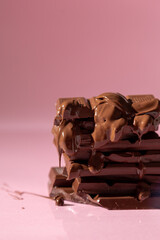 chocolate pieces on white