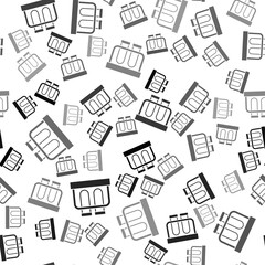 Black Test tube and flask chemical laboratory test icon isolated seamless pattern on white background. Laboratory glassware sign. Vector