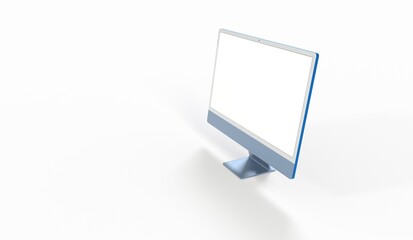 Realistic 3D Computer, with a white screen, isolated on a background