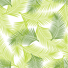 Seamless pattern of green tropical leaves. Background for fabric, print, wallpaper, packaging, cover, banner. Vector illustration