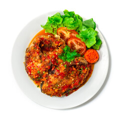 Fried Fish in Sweet Chili Sauce CombinationThai Food And Chinese Food