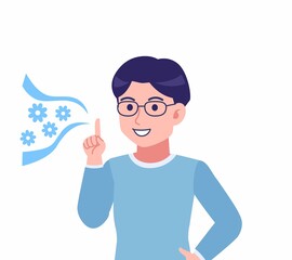 Naklejka premium Man with glasses dressed in blue