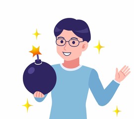 Man with glasses dressed in blue