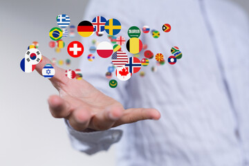 Global communication, international messaging and translation concept