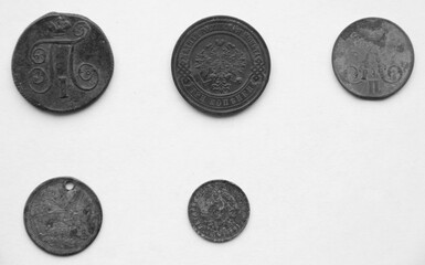 old coins on a white background