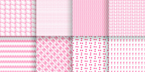 Set Abstract Seamless Pattern Black Line Doodle Geometric Figures Background Vector