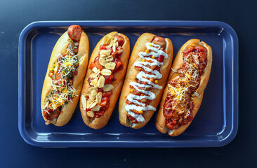 American hotdog style food decoration.