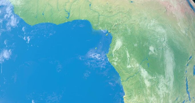 Gulf of Guinea in planet earth, aerial view from space
