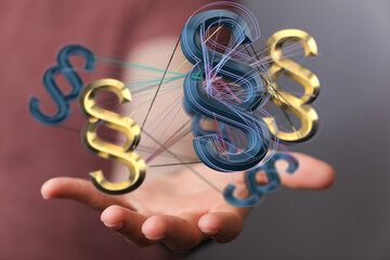 3D rendering digital paragraph law symbol