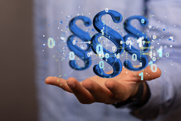 Businessman using 3D rendering digital paragraph law symbol