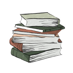hand-drawn stack of colorful books. sticker for a book lover. cover for stories
