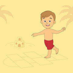 Summer holiday,Little kids playing on the beach,Holiday in a beach