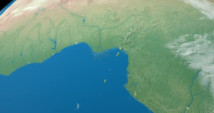 Gulf of Guinea in planet earth, aerial view from outer space