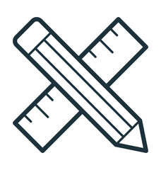 Ruler and Pencil Vector Icon