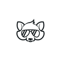 Raccoon Logo Mascot - Cute animal with sunglasses funny adorable playful cool looking style fashion