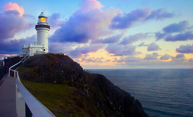 Morning view of Byron Bay Lighthouse, the most eastern mainland of Australia, New South Wales, Australia.