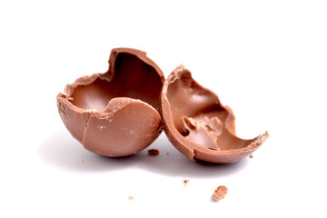 Halved chocolate ball isolated on white
