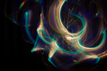 Abstract forms of light. 3D representation or 3D illustration of the international day of light. Digital art on neutral background